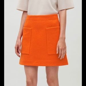 COS Orange trapeze short skirt
